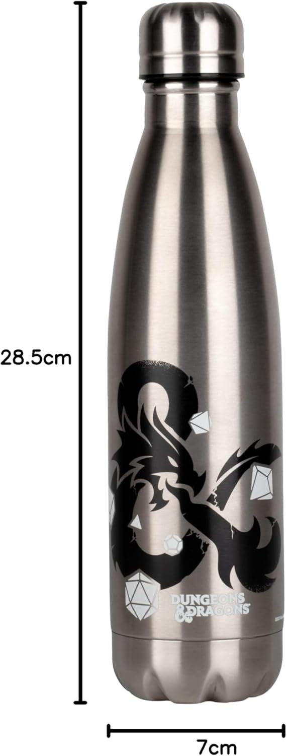 Konix Dungeons & Dragons Isolierflasche - Edelstahl - 500 ml - Logo-Motiv - Silber Dungeons & Dragon