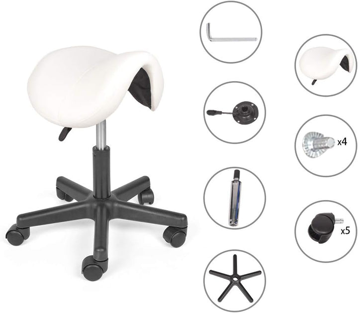 Mingone Sattelstuhl mit Rollen Rollhocker Höhenverstellbar Sattelhocker Bürohocker Ergonomisch Kosme