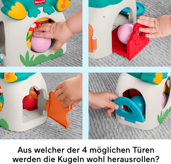 Fisher-Price Babyspielzeug leuchtender und rollender Frosch, musikalischer Kugelspass mit 3 Kugeln,