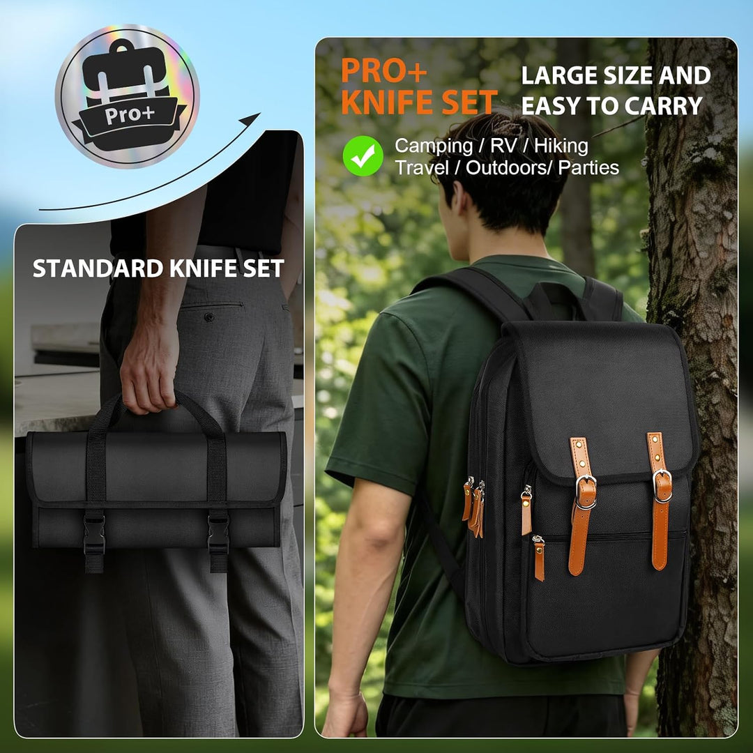 MOSFiATA Messerset Küchenmesser Grillbesteck Set mit Rucksack für Outdoor | mit 7 profi Messer, Wetz