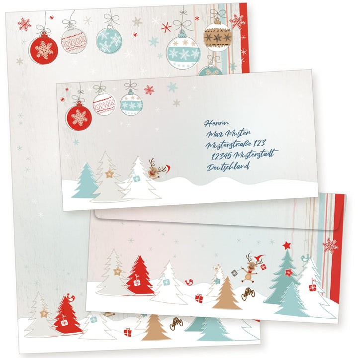 Joulujuhla 500 Sets Weihnachtsbriefpapier mit Umschlag ohne Fenster Weihnachtspapier A4 Briefpapier