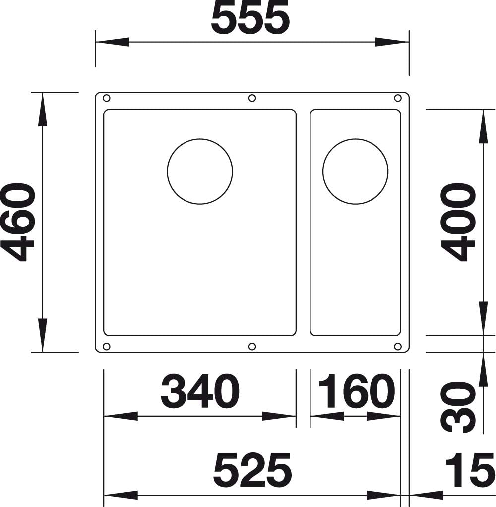 BLANCO SUBLINE 340/160-U | SILGRANIT cafe | Einbauart: Unterbau | Hauptbecken links | ohne Ablauffer
