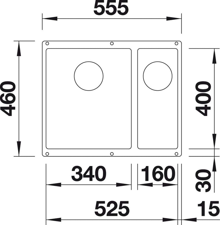BLANCO SUBLINE 340/160-U | SILGRANIT cafe | Einbauart: Unterbau | Hauptbecken links | ohne Ablauffer