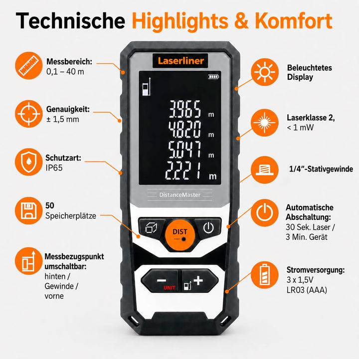 Laserliner Laser Entfernungsmesser, DistanceMaster DistanceMaster 40, DistanceMaster 40