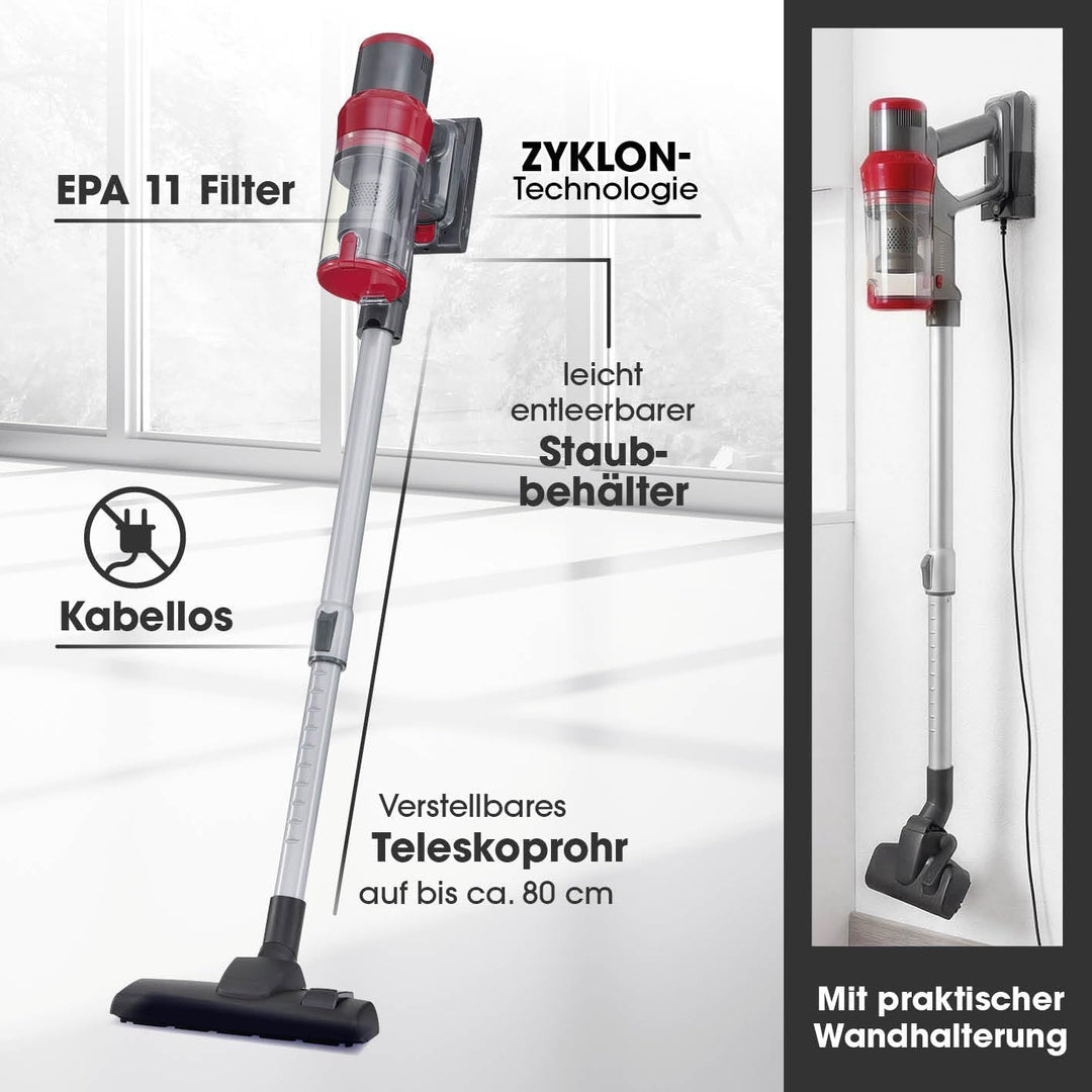 CLEANmaxx 2in1 Akku-Zyklon-Staubsauger | Kabelloser Hand- & Bodenstaubsauger mit starkem 22,2 V Li-I
