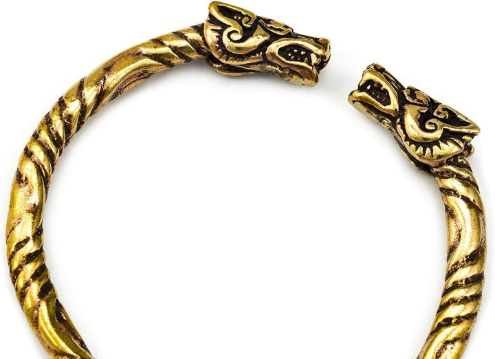 Windalf Vintage Vikings Armreif THORA Ø 5.7 cm Ethno Bohemia Drachen Armschmuck Hochwertige Bronze