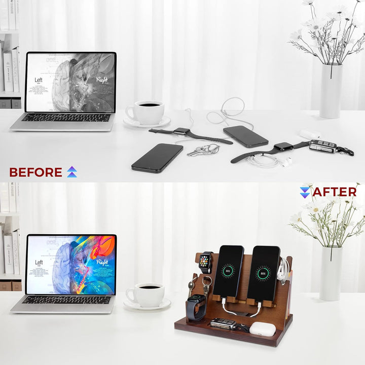 Geschenke für Männer Weihnachten Holz Telefon Dockingstation Uhren Geldbörsen Nachttisch Organizer G