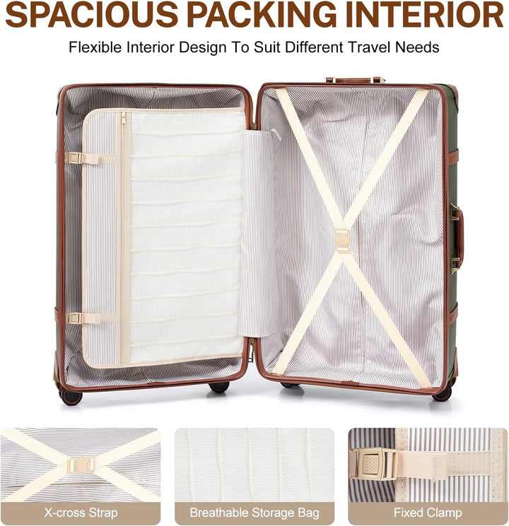 Urecity Vintage Reisekoffer Set 4 Teilig Leicht Retro Lederkoffer Hartschale Trolley Handgepäck Sets