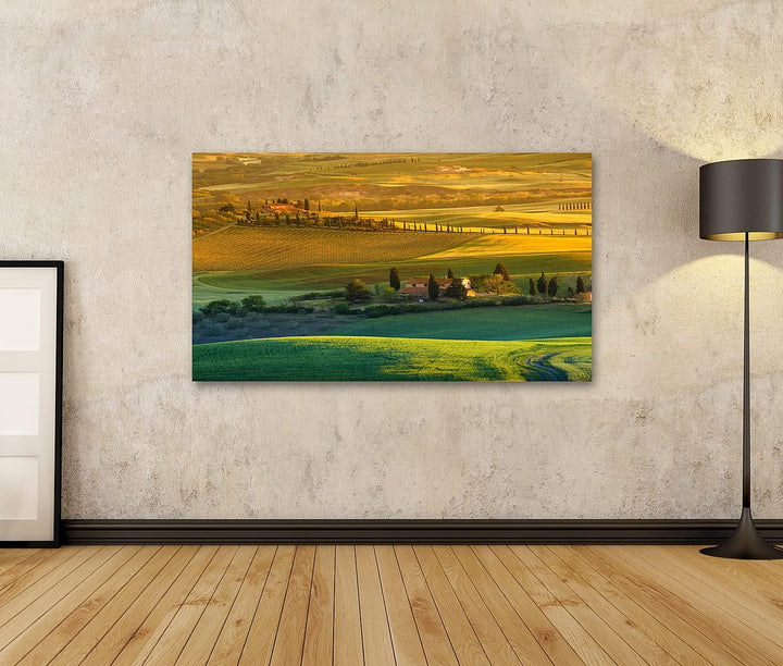islandburner Bild auf Leinwand Toskana Italien Bilder Wandbilder Poster, 80L x 40B cm