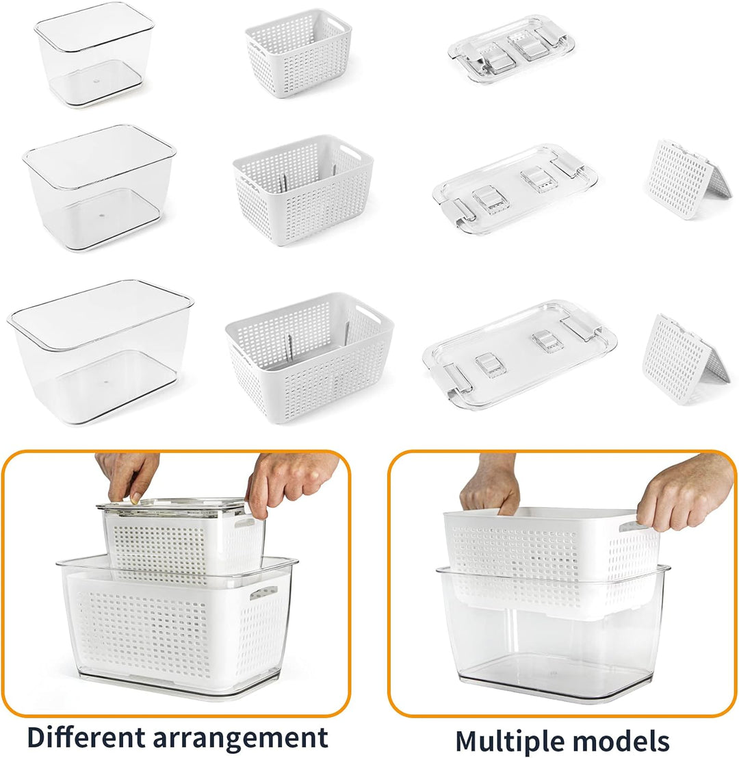 Spesh Frischhaltedosen Set Kühlschrank Organizer Wiederverwendbar Vorratsdosen 3er-Set (0,5L+1,7L+4,