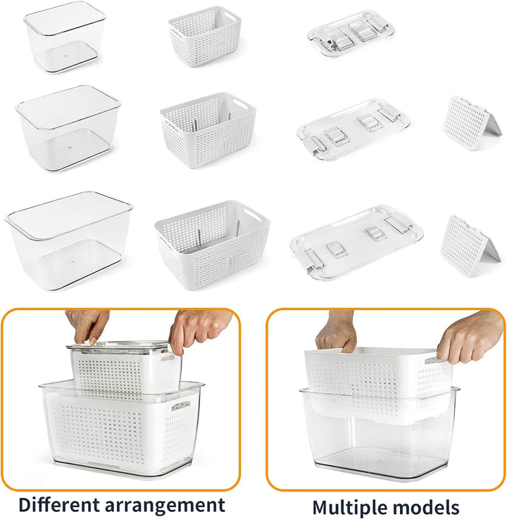 Spesh Frischhaltedosen Set Kühlschrank Organizer Wiederverwendbar Vorratsdosen 3er-Set (0,5L+1,7L+4,