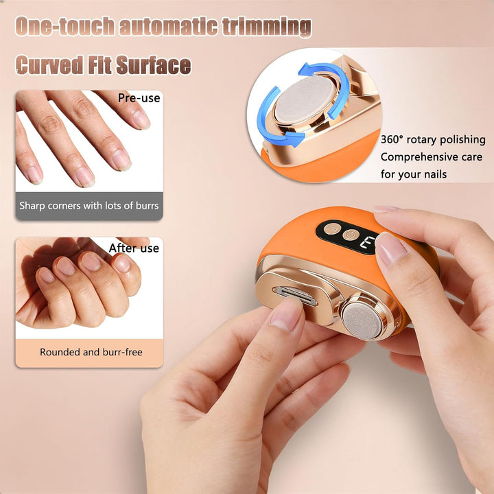 Elektrischer Nagelknipser, 3 in 1 Automatischer Elektrischer Nagelfeile mit LED-Licht, Wiederaufladb