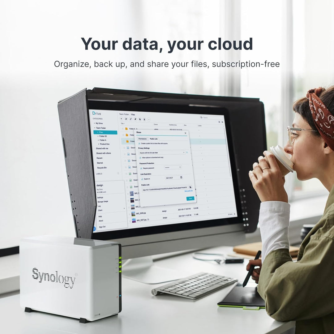 Synology DS223J 2 Bay Desktop NAS, weiss Gehäuse Standard Warranty, Gehäuse Standard Warranty