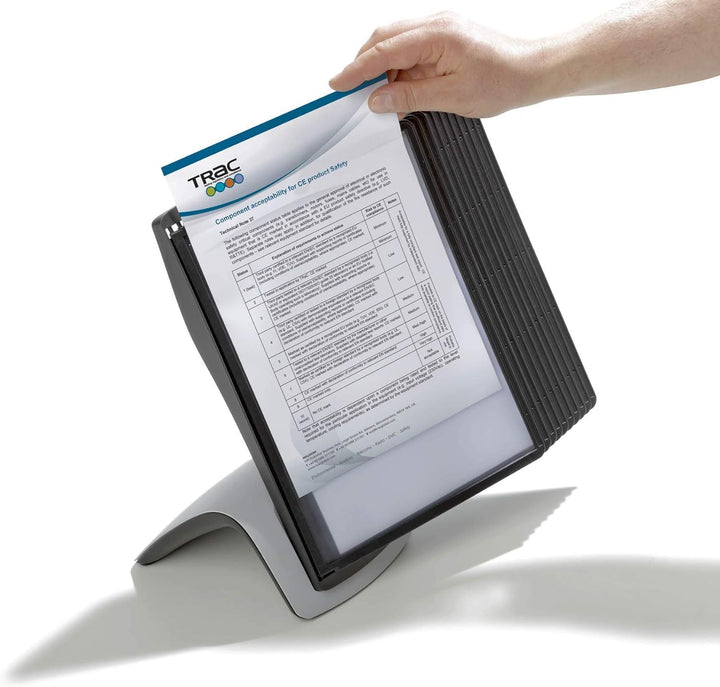 Durable Tisch-Sichttafelsystem Sherpa Style Table 10, mit 10 Sichttafeln A4, schwarz, 585501, Tisch