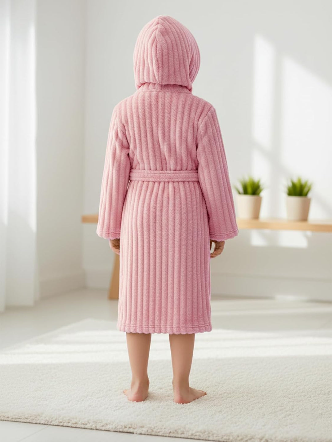 JiAmy Mädchen Plüsch-Fleece Kapuzen-Bademantel für Bad und Zuhause, 4–14 | Weich und warm für die Na
