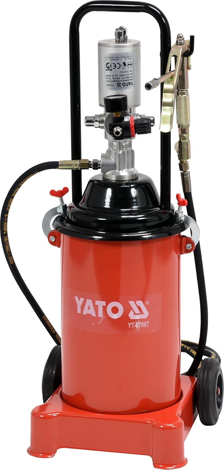 YATO Profi pneumatische Fettpresse fahrbar 12 Liter Druckluft Fettpresse Abschmierpresse