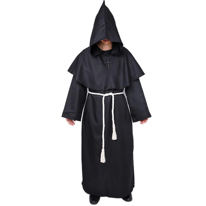 Myir JUN Mönch Robe Kostüm Mönch Priester Gewand Halloween Kostüm mit Kapuze Mittelalterliche Kapuze