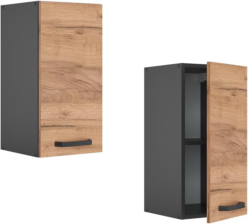 Vicco Hängeschrank R-Line, hängender Küchenschrank, Goldkraft Eiche/Anthrazit, 30 cm Goldkraft Eiche