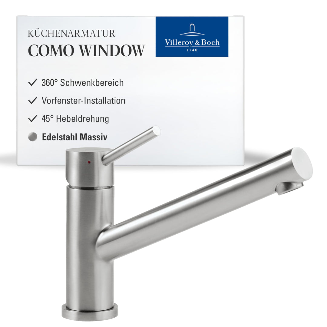 Villeroy &amp; Boch Como Window Einhand-Spültischbatterie Edelstahl massiv 925700LC Edelstahl Massiv Hoc