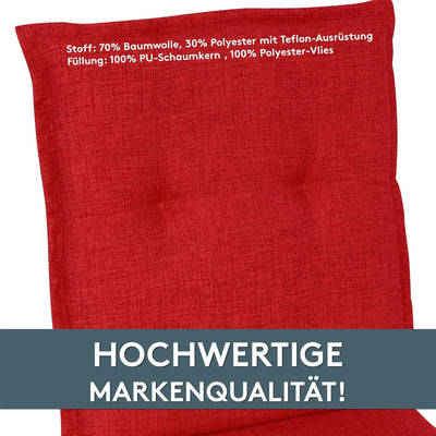 LILENO HOME Gartenstuhl Auflagen als [1er Set - Hochlehner] in Rot - bequeme Liegen als Sitzauflagen