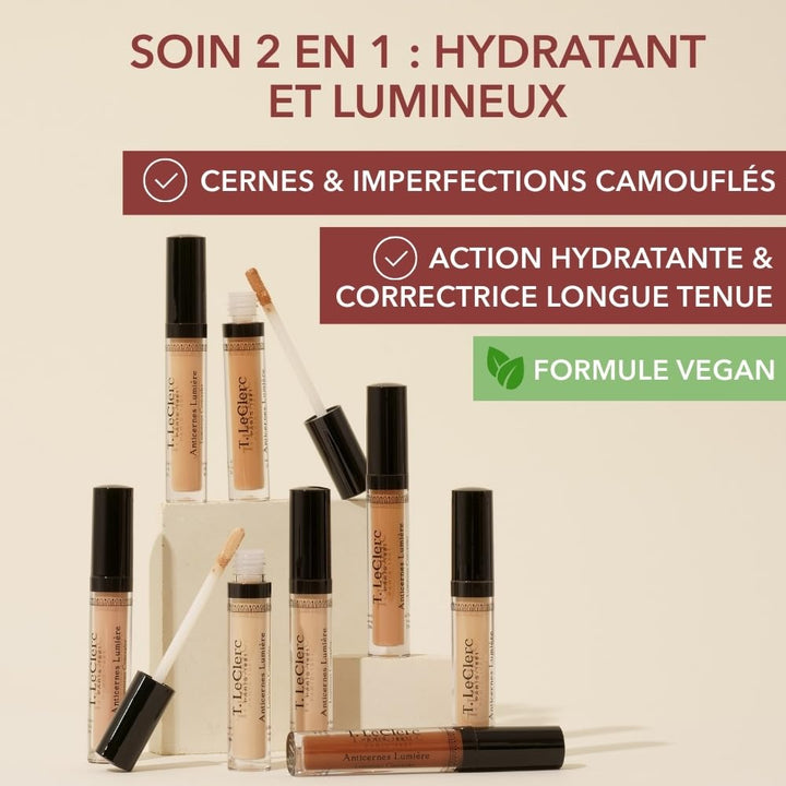 T.LeClerc Concealer, flüssig, Vanilletönung, 2-in-1-Pflegeaktiv, korrigiert Augenringe & spendet Feu
