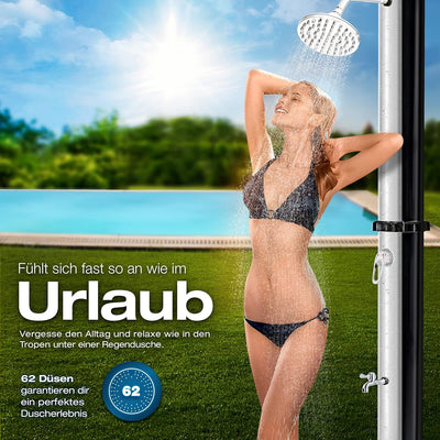 tillvex Solardusche 20 Liter inkl. Schutzhaube | Solar Garten-dusche warmes Wasser | Pooldusche Camp