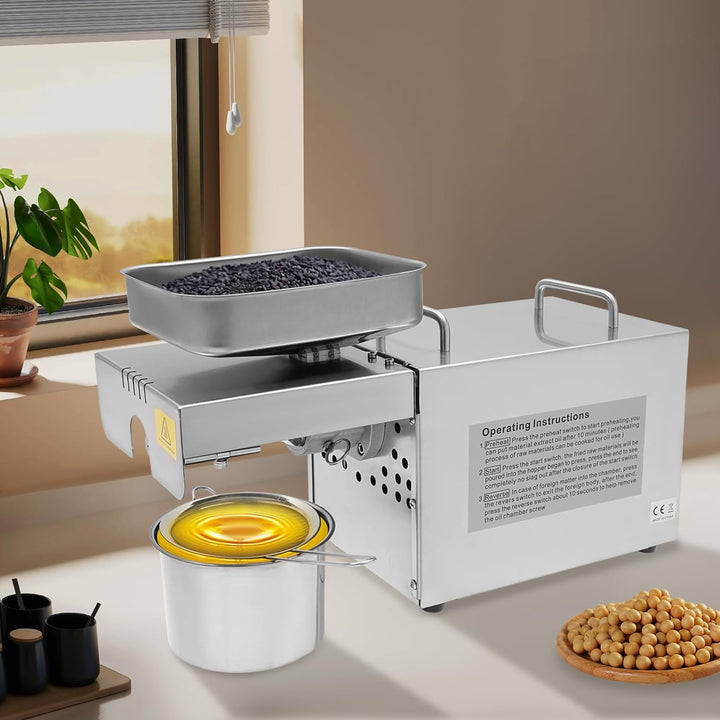 Ölpresse Maschine Edelstahl für Zuhause/Gewerbliche, AC 800W Elektrische Ölmühle Temperatur 32-482℉