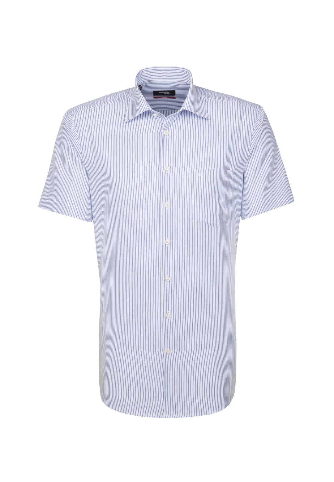 Seidensticker Herren Regular Fit Kurzarm Klassisches Hemd 38 Mehrfarbig (Weiss/Blau 15), 38 Mehrfarb
