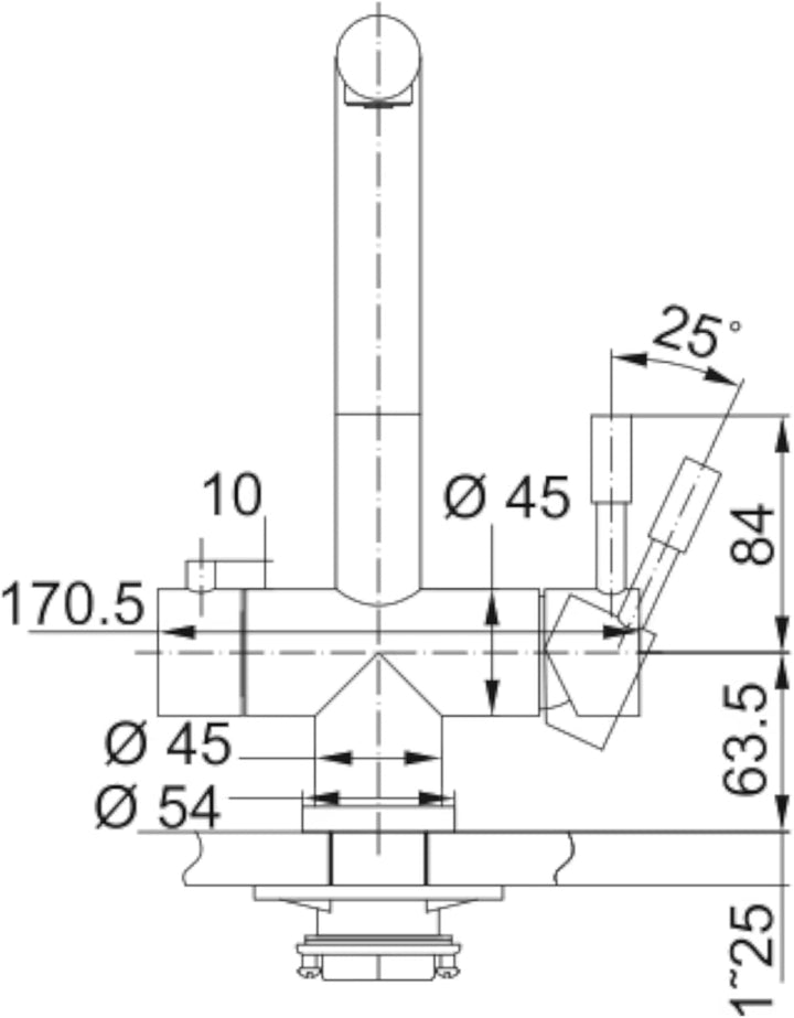 Design Wasserhahn 3 Wege Franke L Auslauf Massiv Edelstahl Küchenarmatur Mischbatterie 3-Wege-Wasser