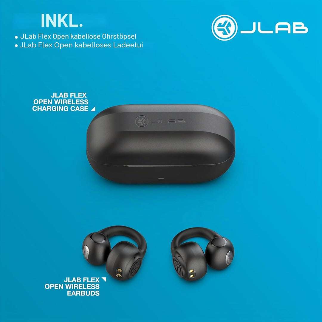 JLab Flex Open Ear Kopfhörer - Open Ear Earbuds, Manschetten-Design Clip-On-Kopfhörer, 21 Stunden Ak