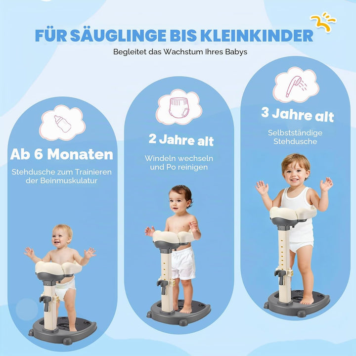 Baby Dusche Ständer, Höhenverstellung 40-57cm, Baby Shower Stand Support mit Anti-Rutsch Basis &amp; Rut