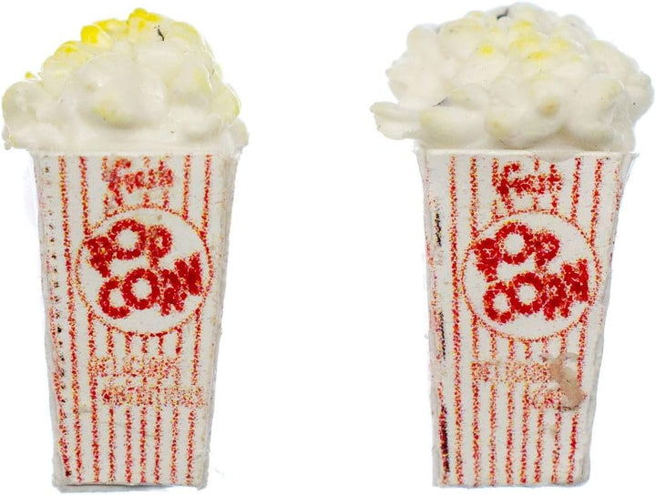 Miniblings Popcorn Ohrstecker Rund Stecker Mais Kino Polymer Clay Rot Weiss 15mm - Handmade Modeschm