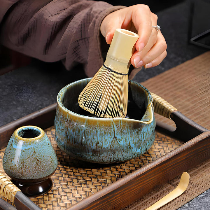 Matcha Set 2-teilig Matcha-Schale mit Ausgiesser Japanische Matcha-Schale mit Ausgiesser Minimalisti