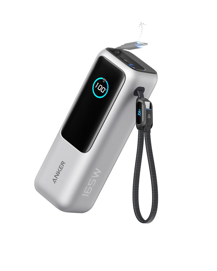 Anker 165W 25000mAh Laptop Powerbank, Ladegerät mit 70cm ausziehbarem Kabel & Trageband, 3USB-C Port