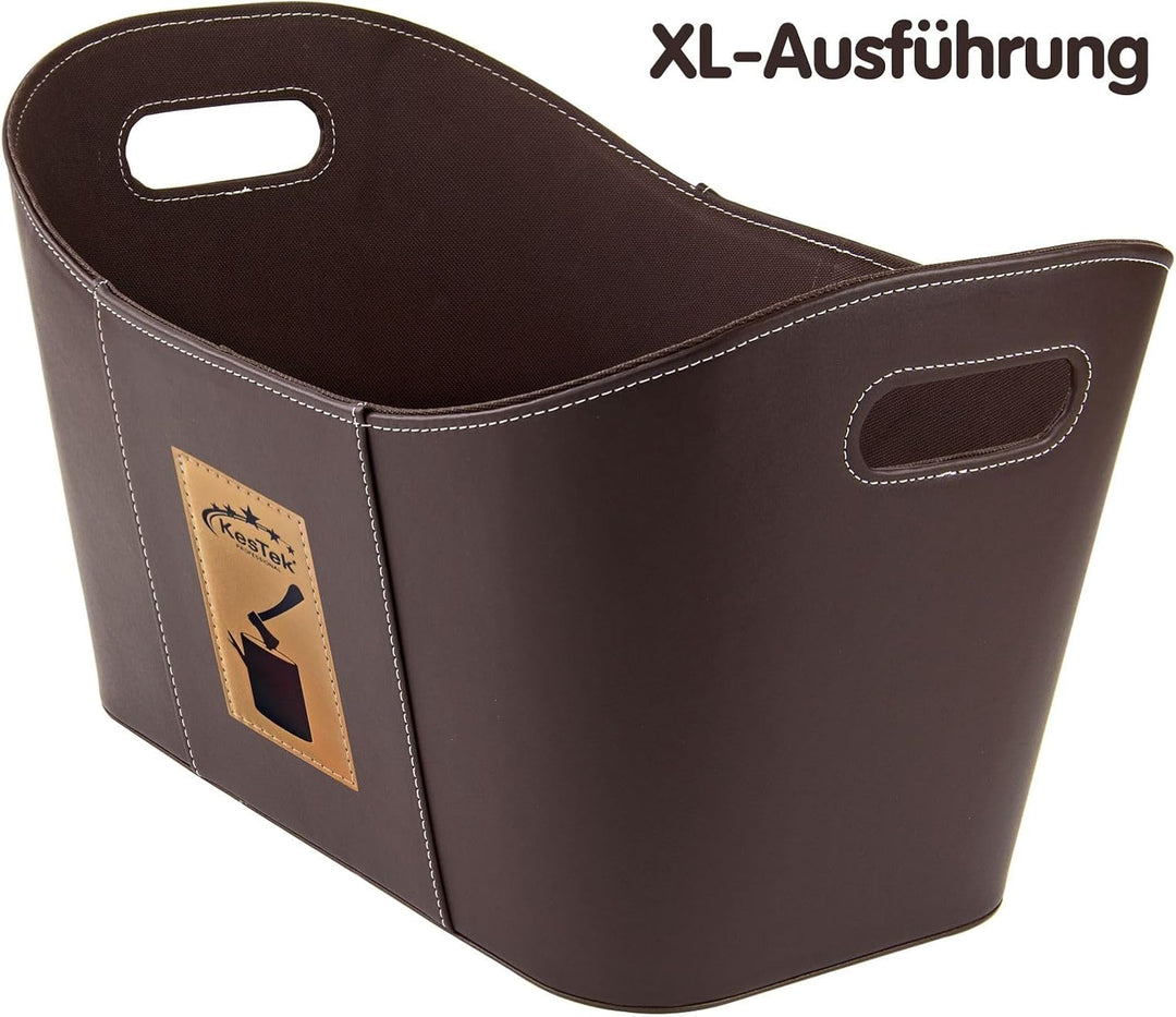 Holzkorb Tasche Korb Kaminholzkorb Brennholzkorb Feuerholzkorb Brennholzholztasche Kunstleder braun