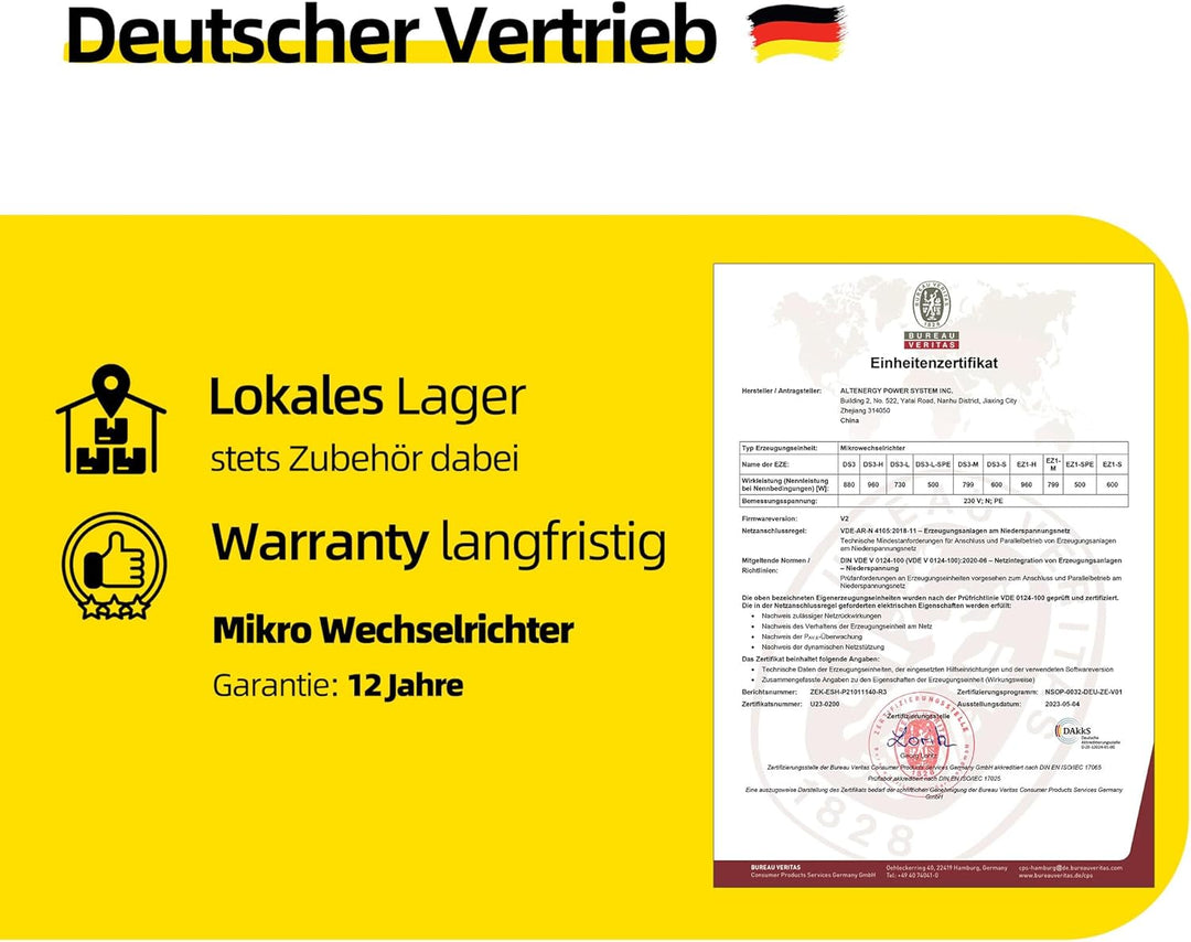 ALLDREI® Wechselrichter EZ1-M, 600W/800W updatefähig, inkl. integrierter WLAN & Bluetooth Überwachun
