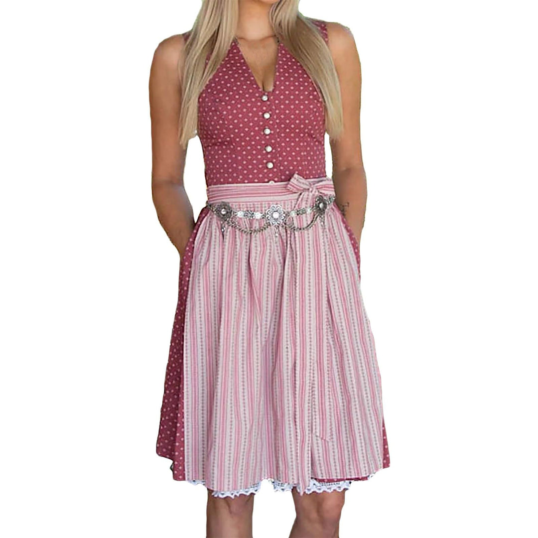Generisch Damen Trachten Dirndl Kleid Midi Dirndl Set Midi Trachtenkleid Set Damen Dirndl Elegantes
