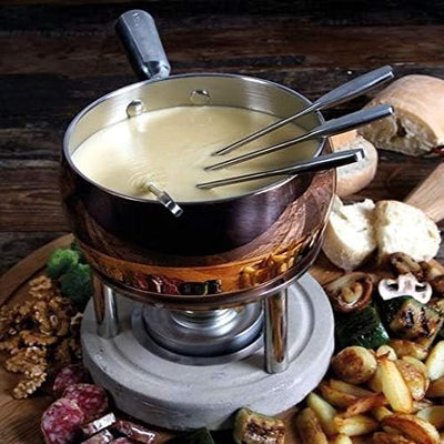 Boska Fondue-Set Kupfer - 1,7 L - geeignet für Käsefondue Kupfer mit Betonsockel, Kupfer mit Betonso