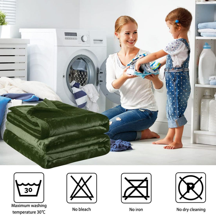 PiccoCasa Kuscheldecke Tagesdecke Fleecedecke mit Rand Microfaser Decke Weiche Warme Leichte Decke 3