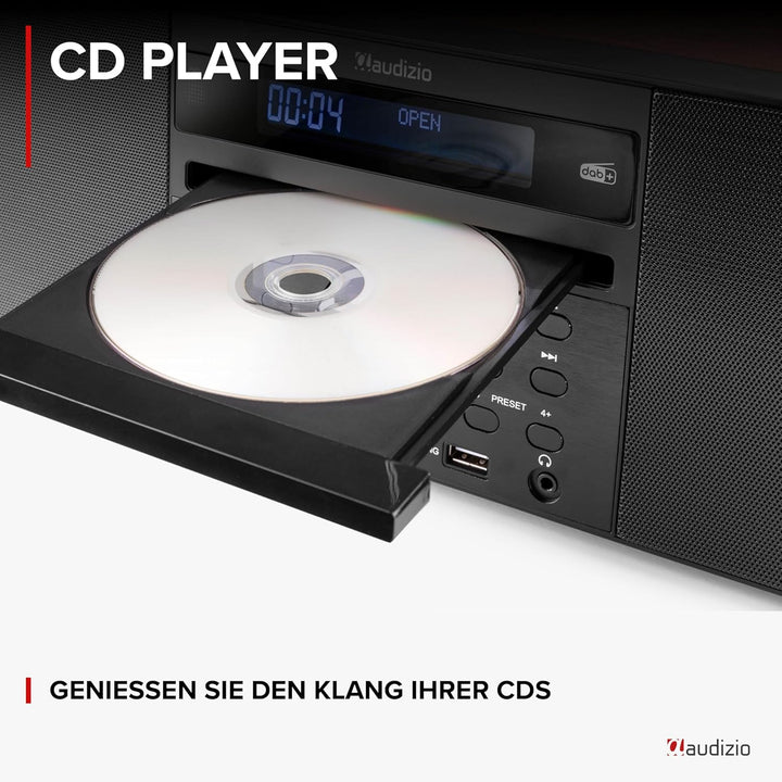 Audizio Prato - DAB Radio mit CD Player, MP3-Player, Bluetooth Radio, USB, DAB+, FM-UKW, Fernbedienu
