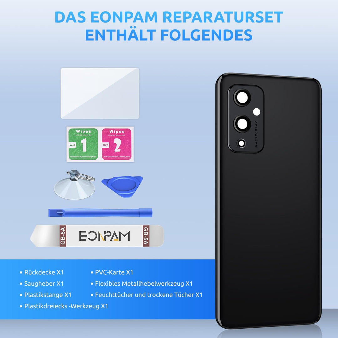 Eonpam Akkudeckel für Oneplus 9 Rückseite Glas Original Backcover Back Glas Ersatz Reparatur Set mit