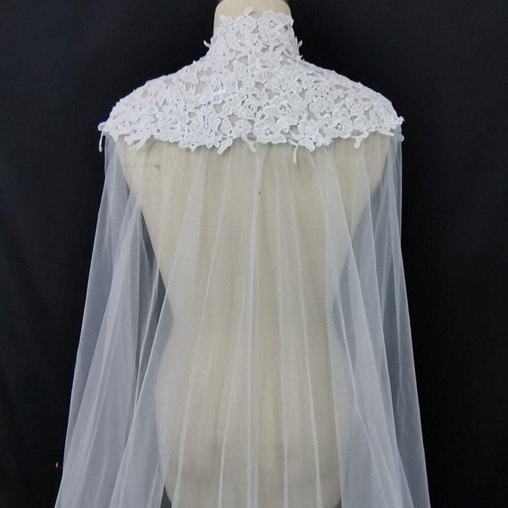 1 Stück Weisser Brautumhang Applikationen, Tüll, Hochzeitsumhang, Kathedrale, Langer Spitzenumhang,