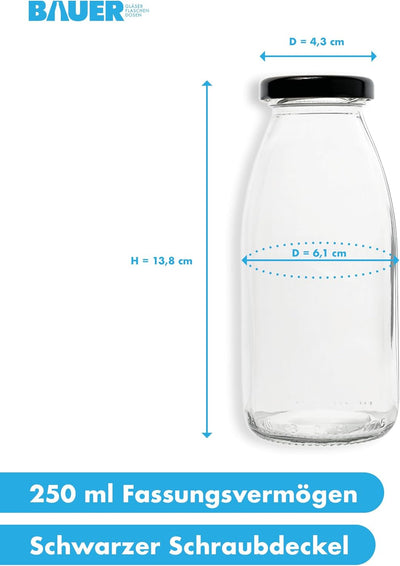 Flaschenbauer - 24 Leere Glasflaschen 250 ml mit Schraubverschluss TO43, 0,25 l in Schwarz – Zum Sel