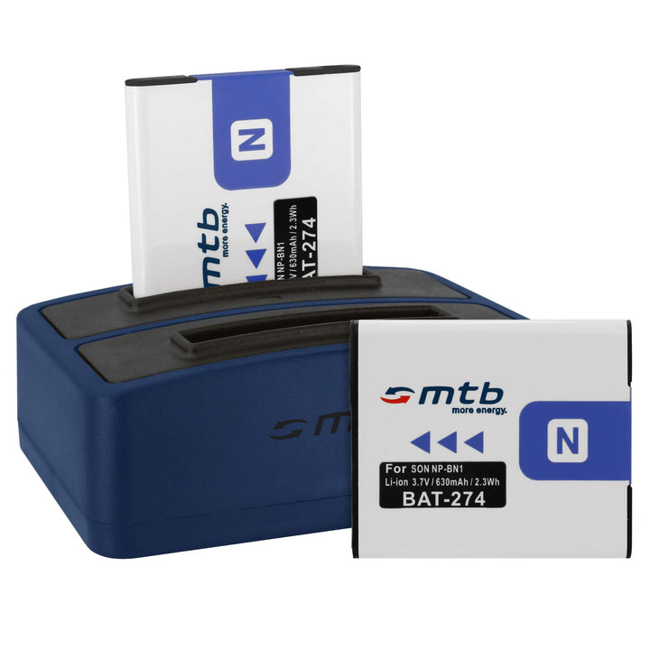 2 Akkus + Dual-Ladegerät (USB) NP-BN1 kompatibel mit Sony Cyber-Shot DSC-TX30, W310.. / WX80, WX100,