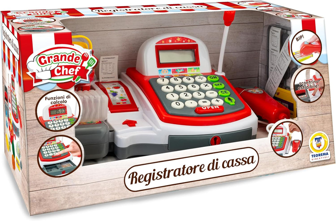 Teorema Kassenspiel, Spielzeug für Kinder, mit Scanner und Kassenrolle, mit Zubehör