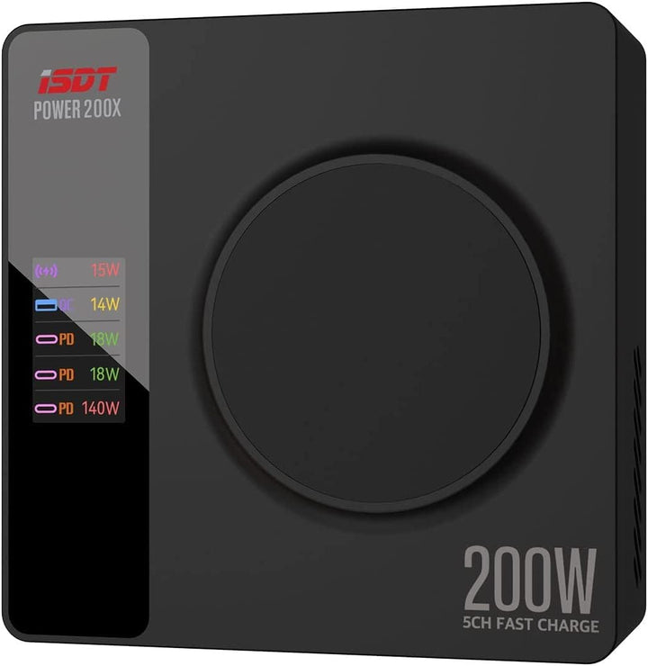 ISDT 200X Wandladegerät Kabelloses Desktop Laden USB C Ports(140W Max),4+1 Port Kompatibel mit Lapto