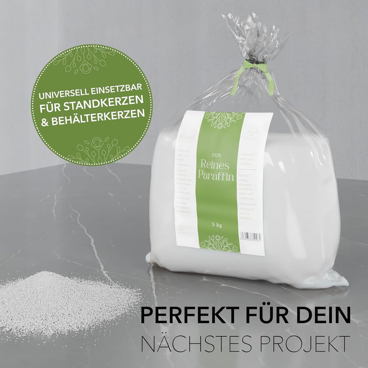 BwLights - Hochwertiges Paraffinwachs 5kg in Weiss | Wachsgranulat zum Schmelzen & Herstellen Ihrer