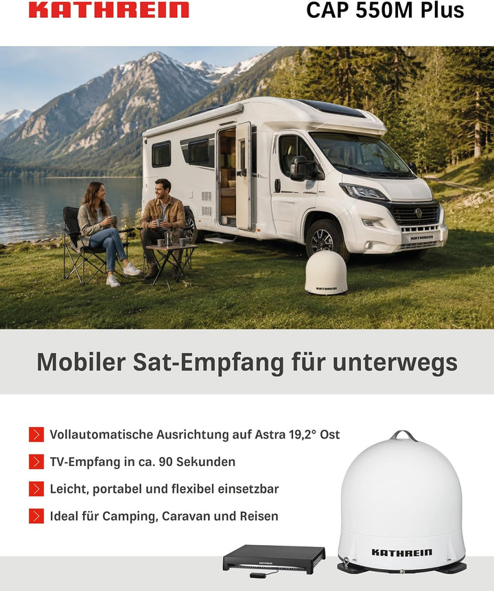 KATHREIN Cap 550M Plus – Vollautomatische Camping-Sat-Antenne – Weiss