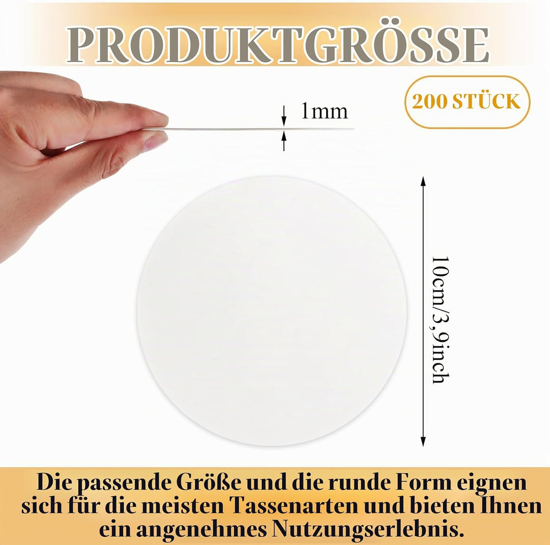 APACALI 200 Stück Bierdeckel Blanko Rund, 10cm Natur Bierdeckel aus Holzschliffpappe, Blanko Unterse