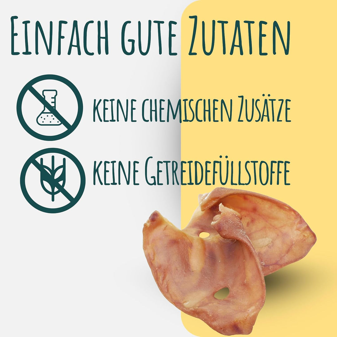 Schweineohren für Hunde, 50 Stück, 100% natürlich, getrocknete Schweineohren, Barf Leckerli von Wuff